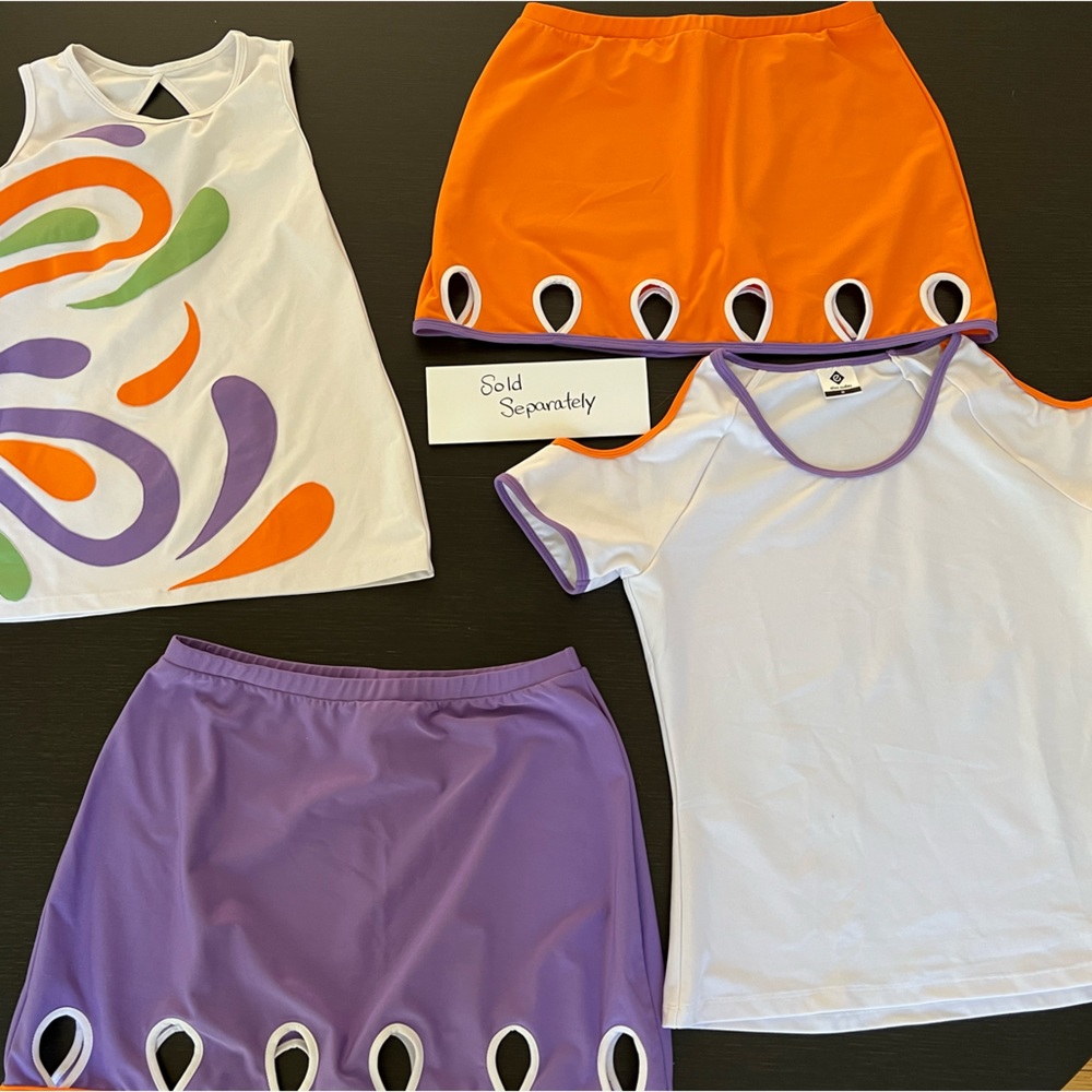 Orange Tennis Skirt with teardrop cutouts